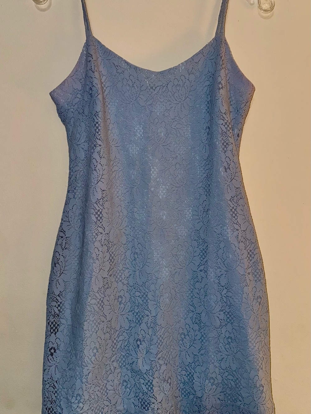 90’s Jacob Vintage Light Blue Floral Lace - Mini Slip Dress - Small